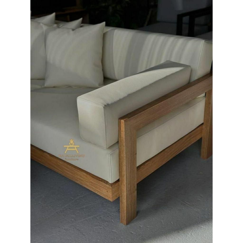 set tamu sofa panjang minimalis jati retro furniture