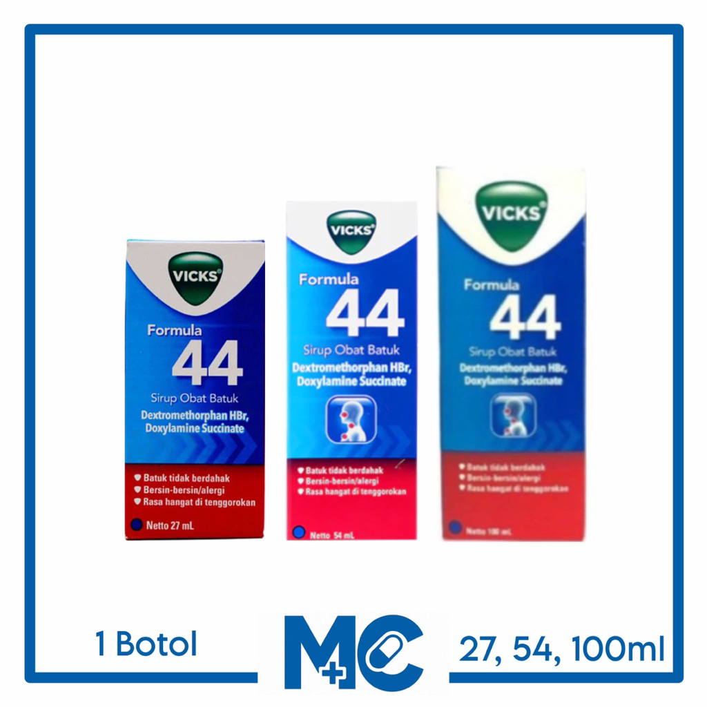 Vicks Formula 44 27ml, 54ml & 100ml - Meredakan Batuk, Pilek & Tenggorokan Gatal
