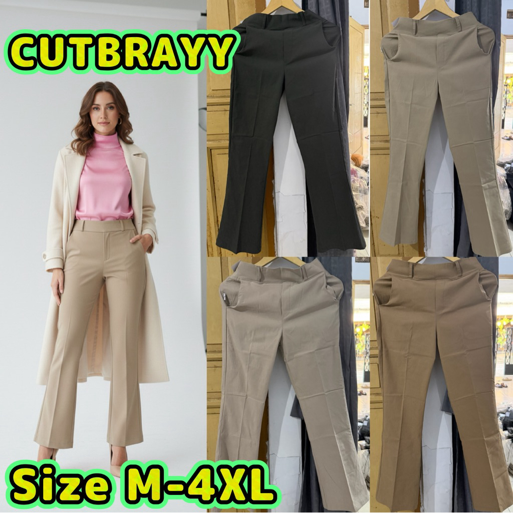 Celana Panjang Wanita Cutbray Bahan Melar UpTo Jumbo
