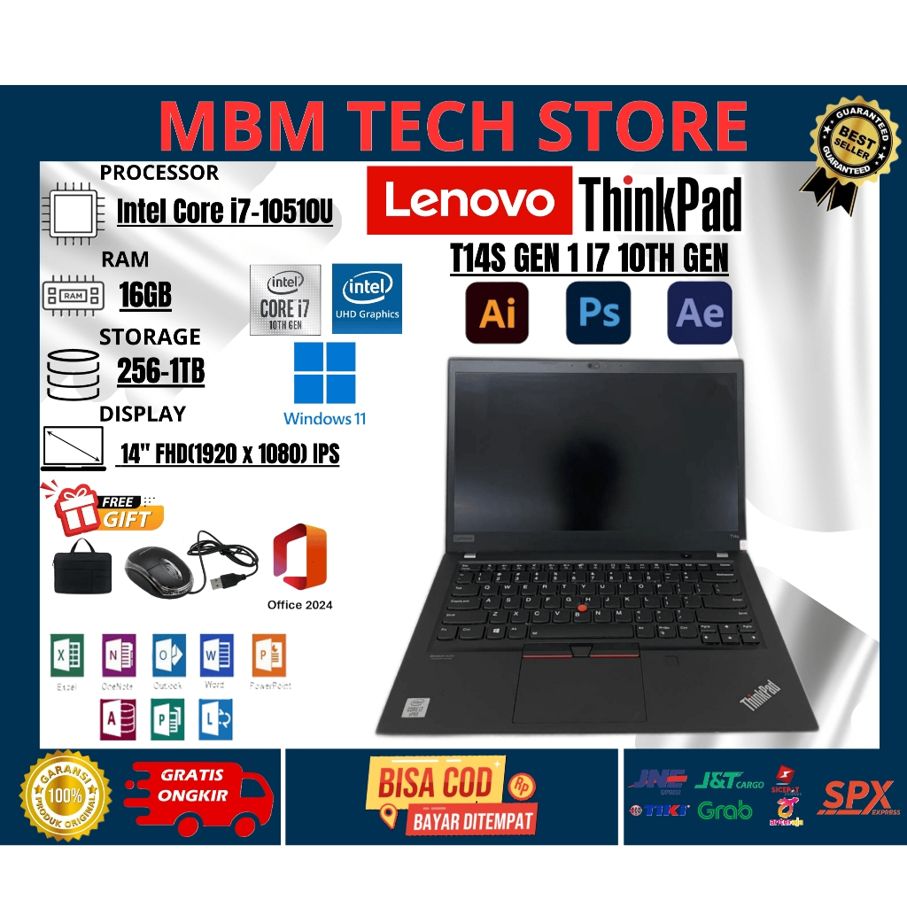 LAPTOP LENOVO THINKPAD T14S CORE I7 10TH TOUCHSCREEN WINDOWS 11 16GB/1TB SSD