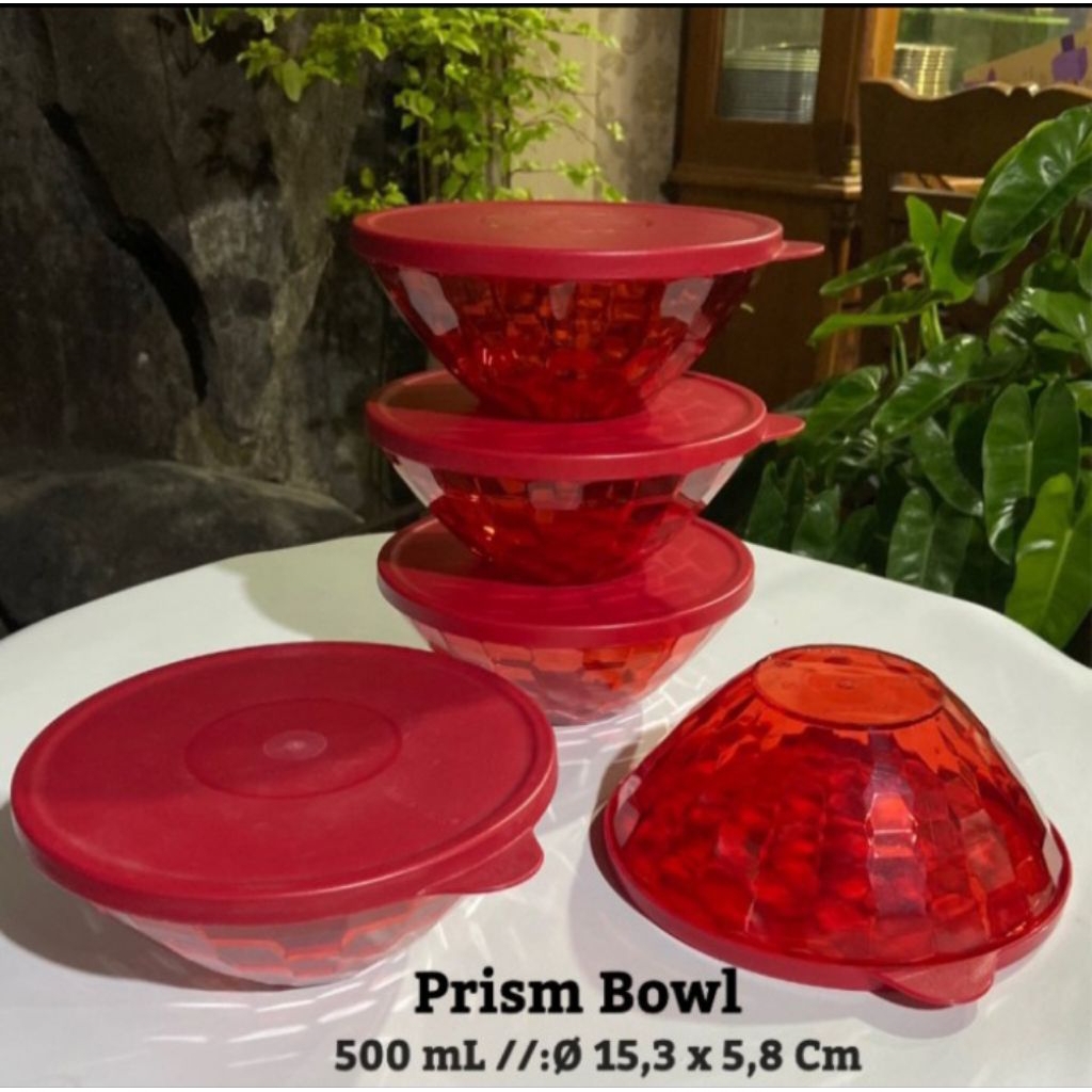 prism bowl, mangkok prisma merah 500ml