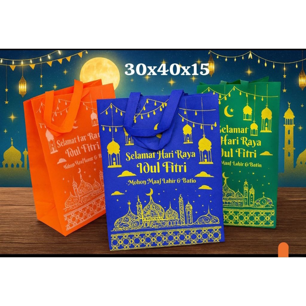 Goodie Bag Spunbond 6pcs/1lsnTas Hampers Idul Fitri Tebal Premium 30x40x15