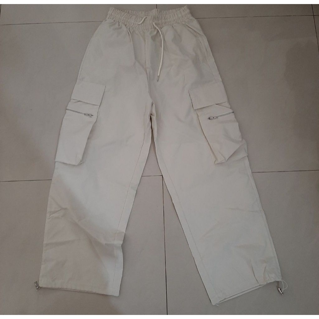Celana Cargo Import BKK Celana Panjang Putih Parasut Anti Air