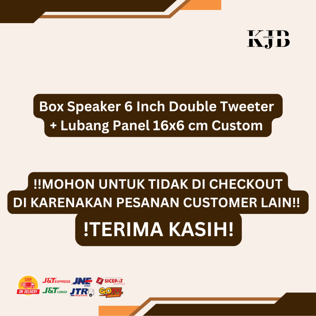 Box Speaker 6 Inch Double Tweeter + Lubang Panel 16x6 cm Custom (10 Box)
