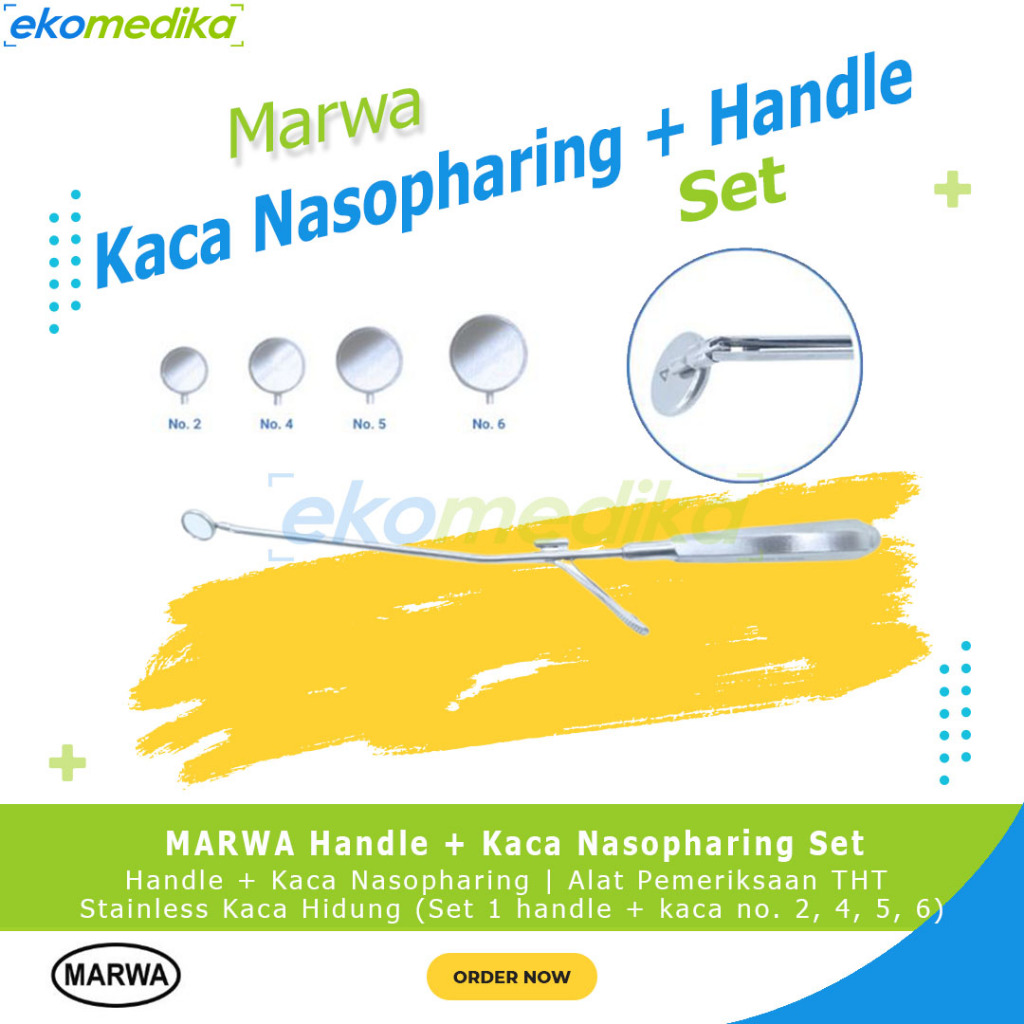 MARWA Handle + Kaca Nasopharing | Alat Pemeriksaan THT Stainless Kaca Hidung (Set 1 handle + kaca no