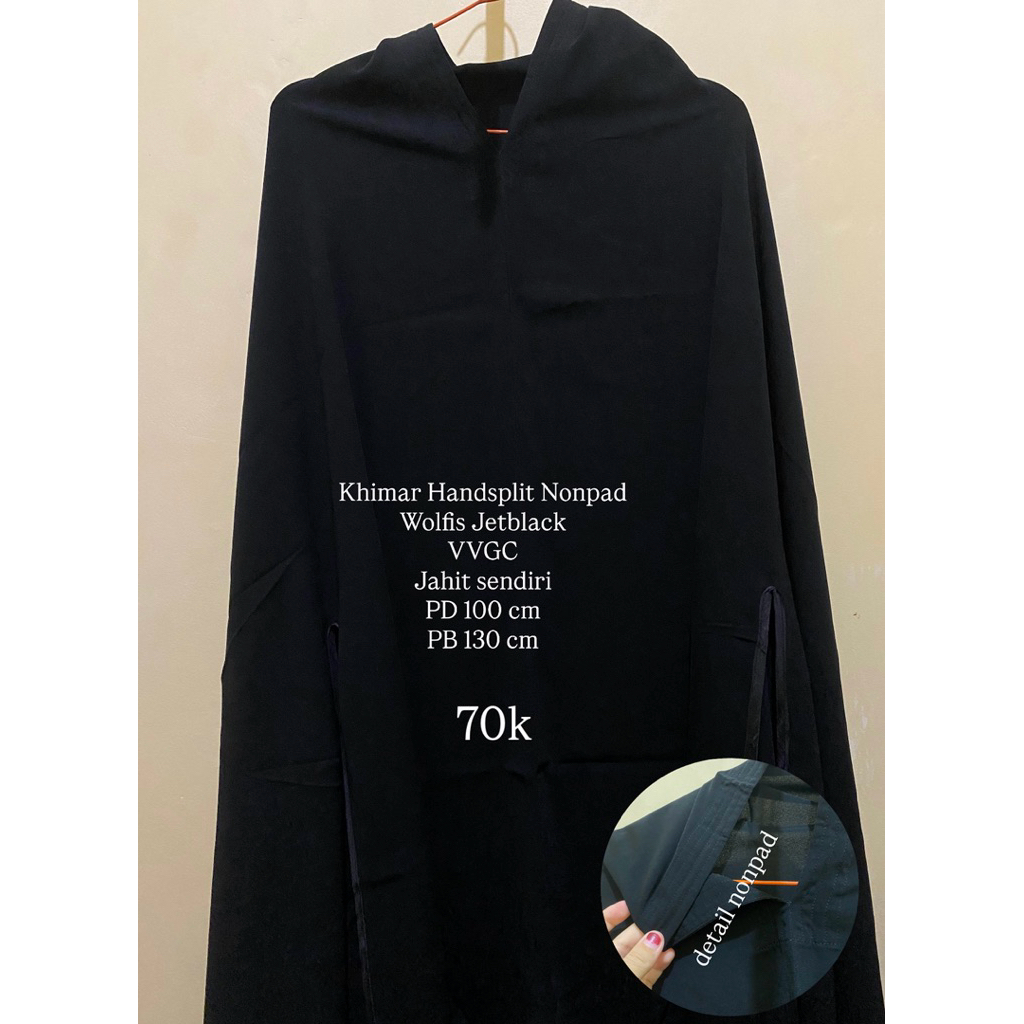 Preloved Khimar Handsplit Wolfis Jetblack VVGC