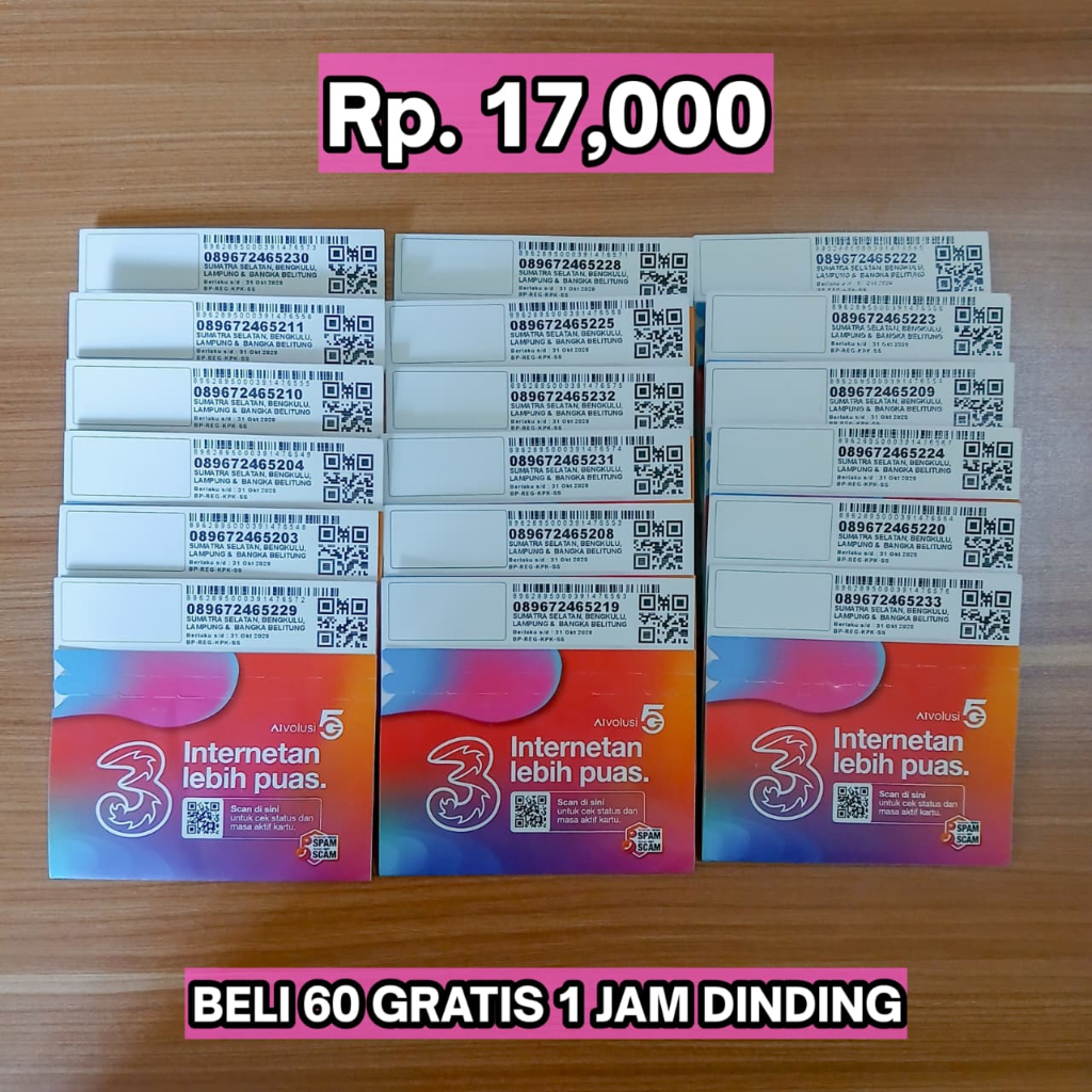 PERDANA TRI (3) 3GB – FRESH | SIAP PAKAI | BERLAKU DI SELURUH INDONESIA