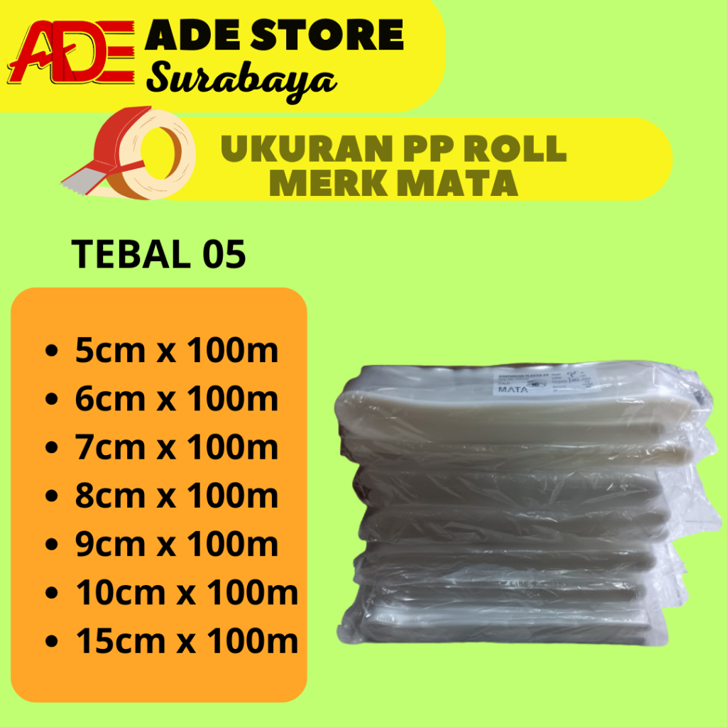 (Tebal 05) PP Roll Cap MATA Ukuran 5cm - 15cm / Plastik Roll Panjang