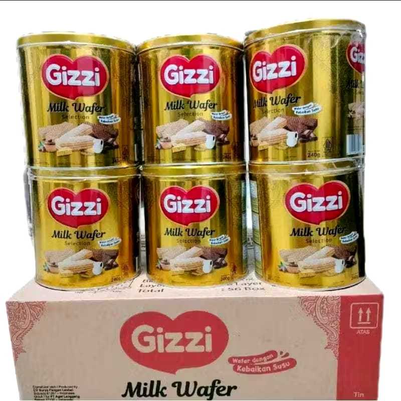 Sweet_Berry03 Gizzi Wafer Milk Kaleng 240G Rasa Kurma, Keju, Coklat- Rasa Susu Berasa, Camilan