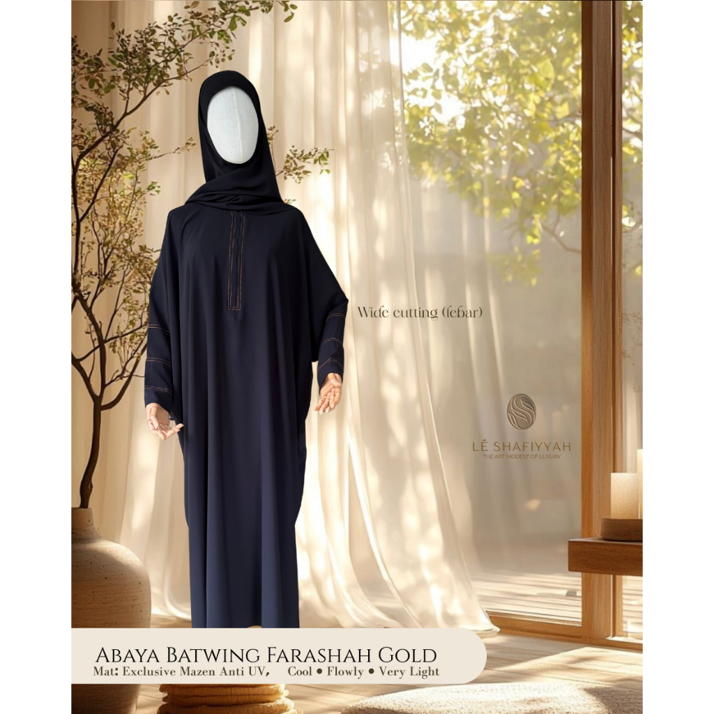 Abaya Batwing Farashah Gold - Le Shafiyyah