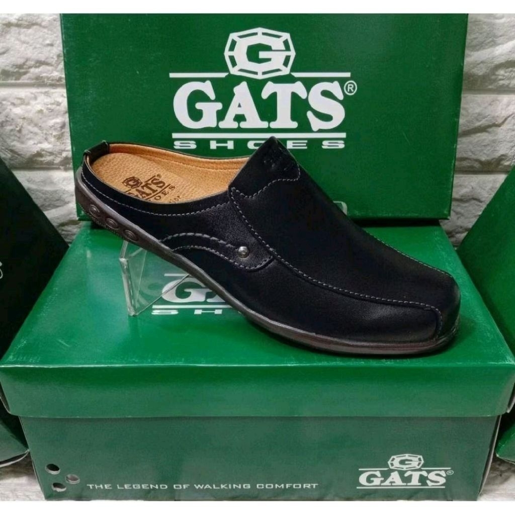 SEPATU BUSTONG PRIA GATS NB 003 HITAM KULIT ORIGINAL
