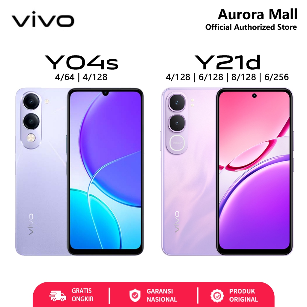 Vivo Y04s Y21d 4/128GB 6/128GB 8/128GB 6000mAh Baterai 44W FlashCharge 50MP Camera Garansi Resmi