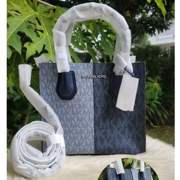mk Mercer medium satchel blue navy multi