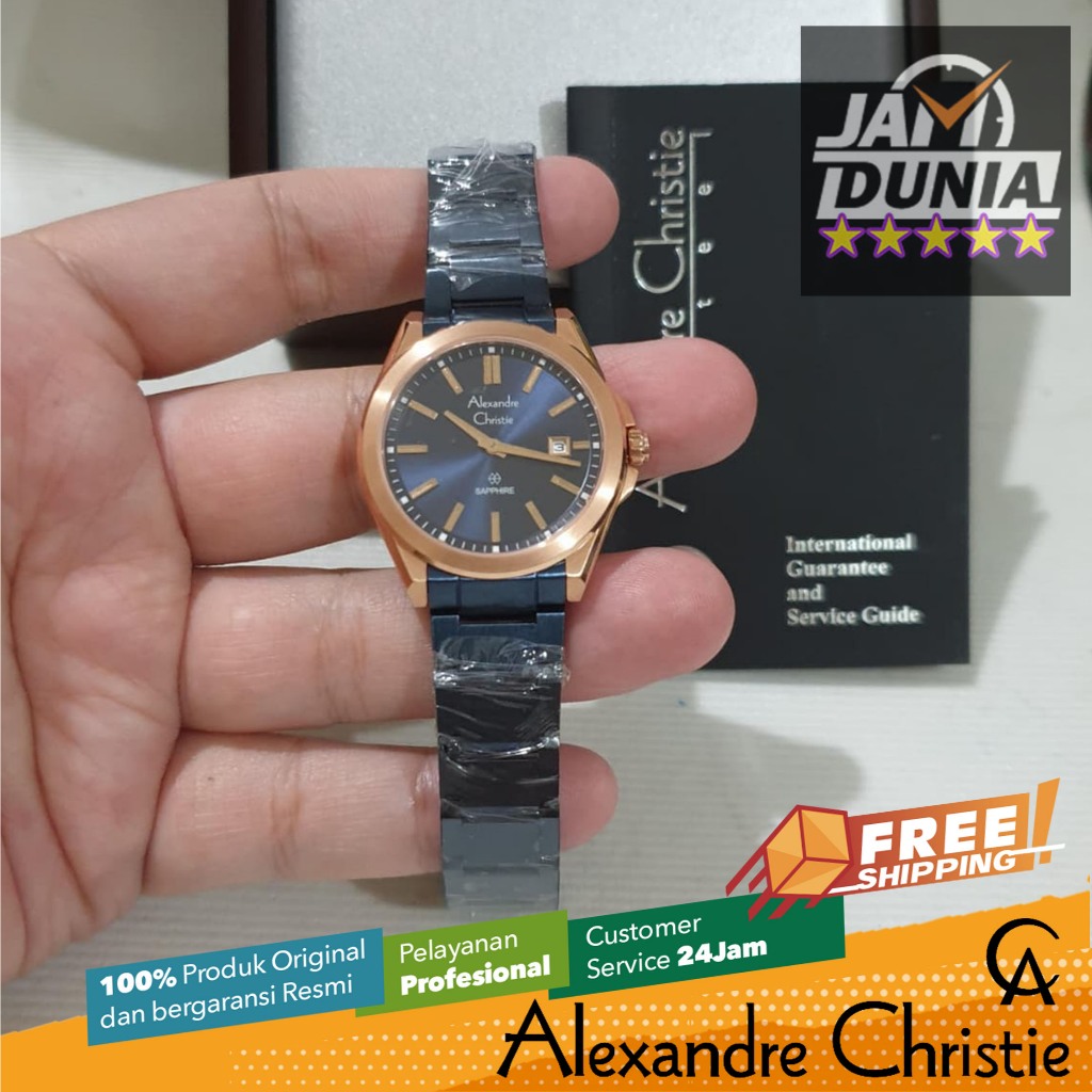 JAM TANGAN ALEXANDER CHRISTIE SAPPHIRE WANITA ORIGINAL NAVY ROSE GOLD 8705 AC 8705 AC8705 ACF8705 JA