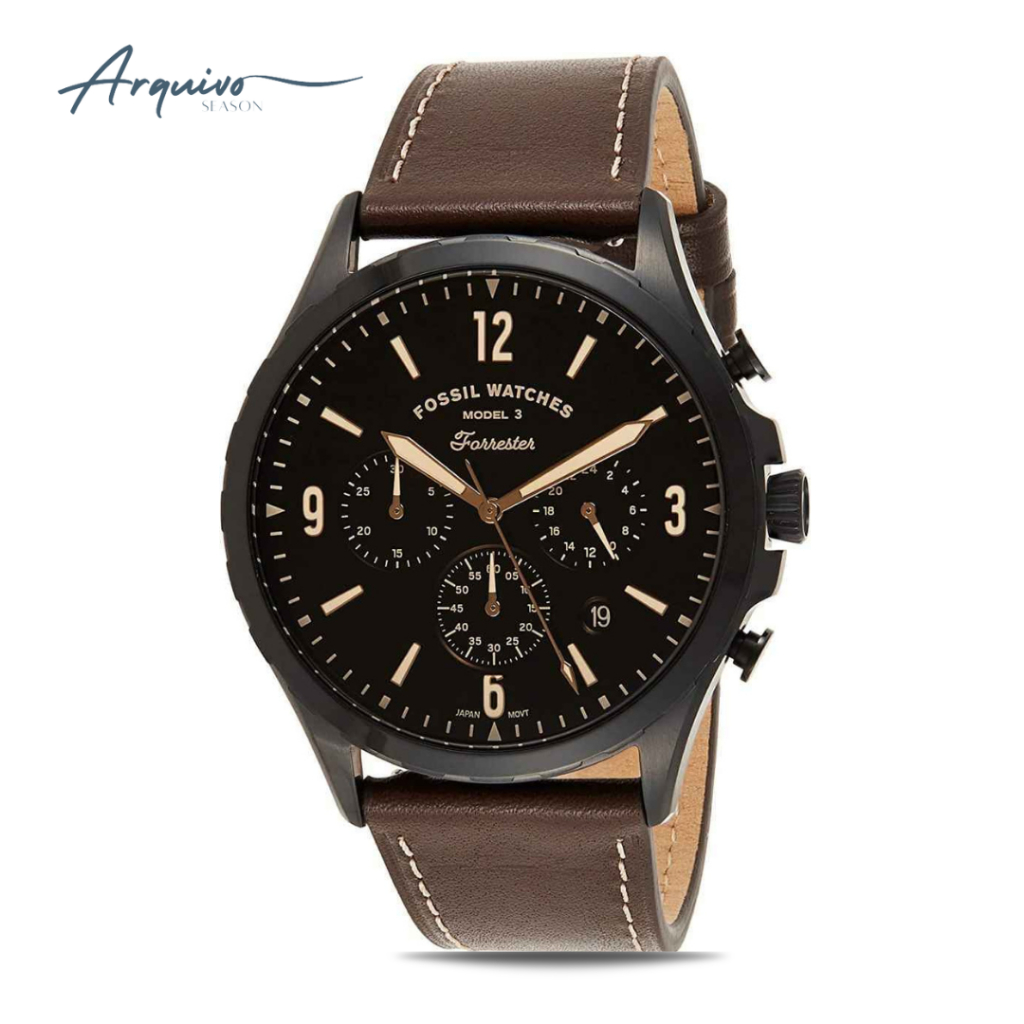 Jam Tangan Pria Fossil Forrester Chronograph Kulit Mewah Casual Original FS5608