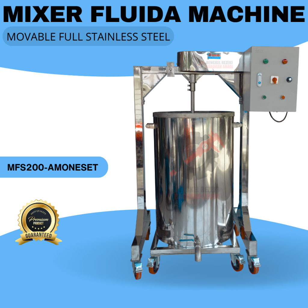 Mesin Mixer Fluida Full Stainless Steel Pengaduk Bahan Cair Semi Cair Cat Thinner Lem Dengan Kapasit