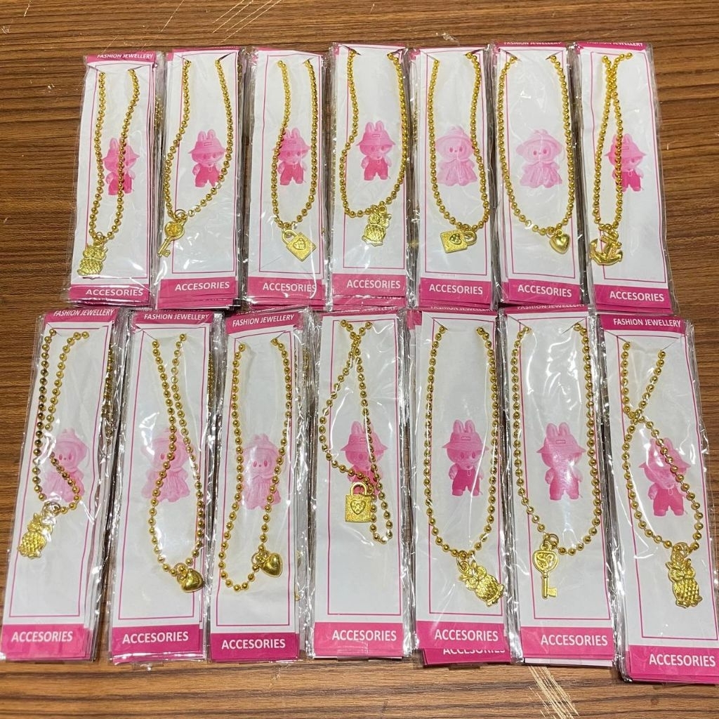 12 Pcs Kalung Brondong Kalung Biji Lada Eceran - Kalung Anak Biji Lada Warna Emas | Kalung Lucu Akse