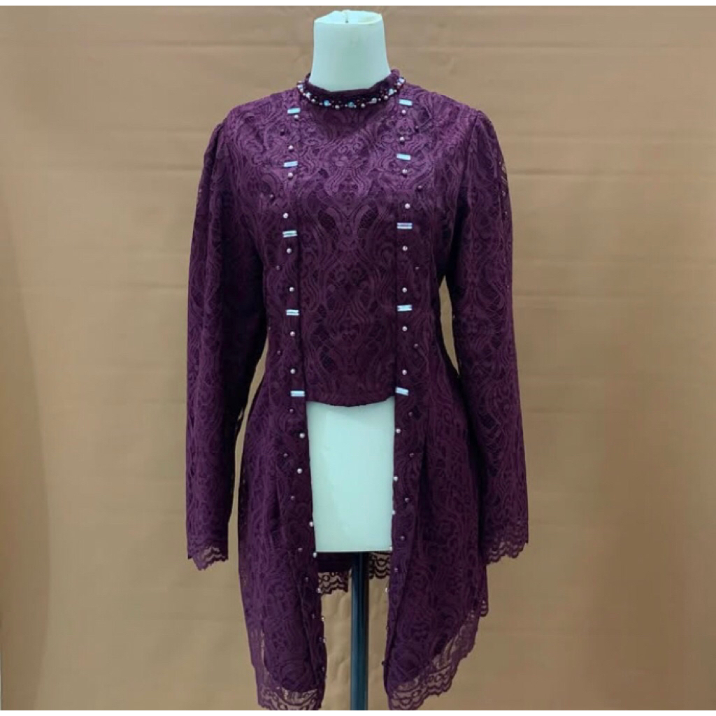 Kebaya Kutu Baru Hijab Brokat Payet Simpel