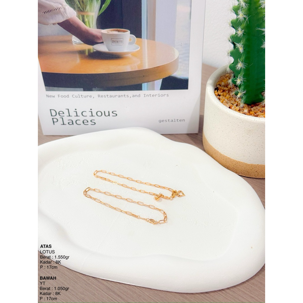 Perhiasan Gelang Emas Paperlina Ringan UBS 8k / 375