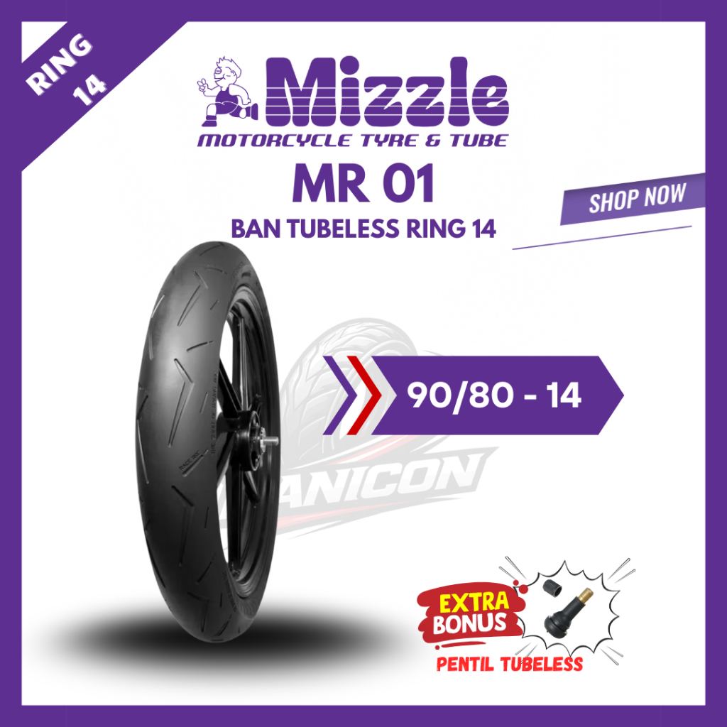 Ban Mizzle MR01 MR 01 ukuran 90/80 RING 14 Racing Tyre Ban Balap Satuan Ban Motor Tubeless