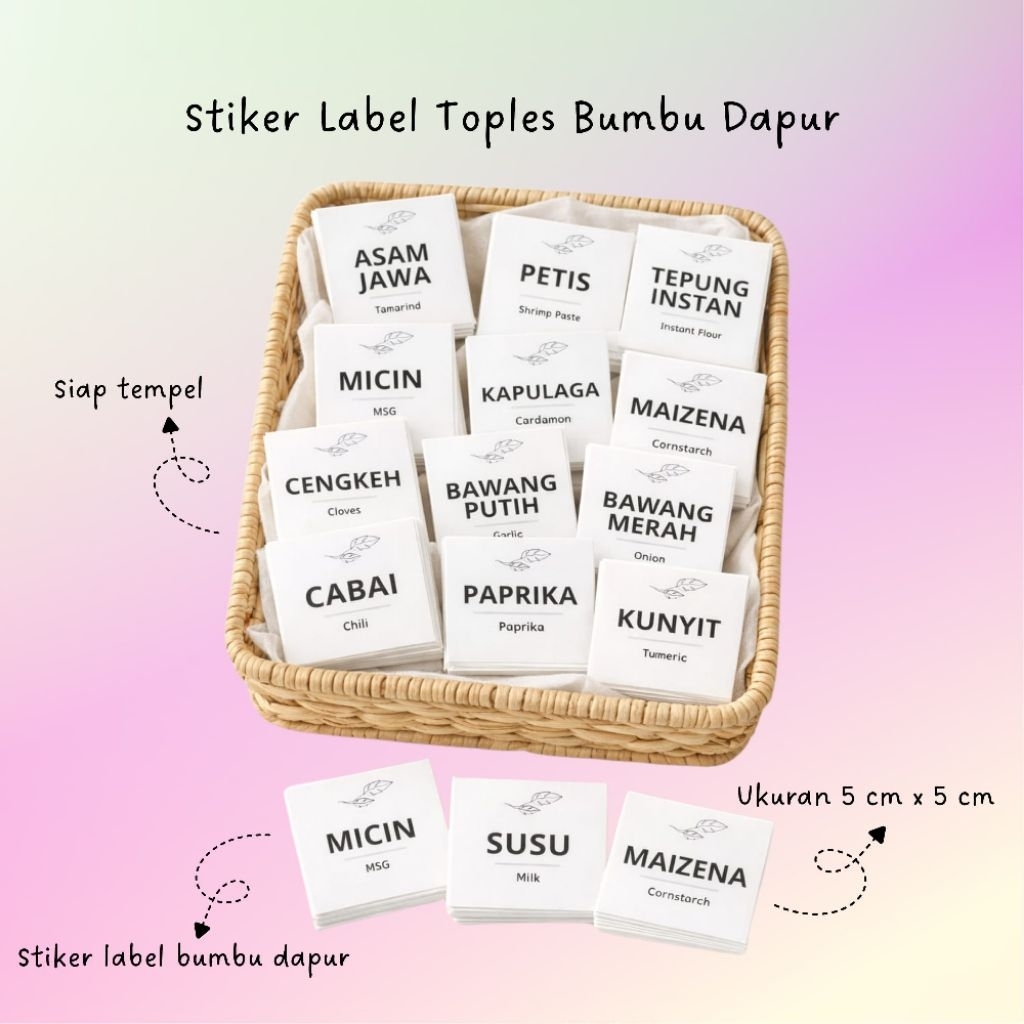 Stiker Label Bumbu Dapur / Stiker Label Pantry / Stiker Label Toples Bumbu Dapur / Stiker Label Baha