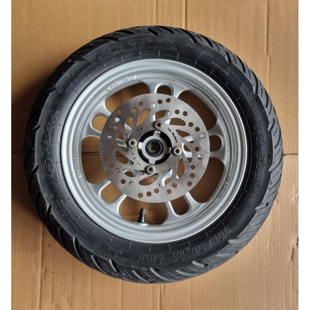 Pelek Depan + Ban Honda Scoopy New 2020-2024 ( Silver) R12 - Original Copotan