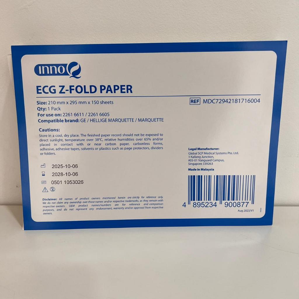 ECG Z‑Fold Paper 210 mm × 295 mm × 150 Sheets (InnoQ)