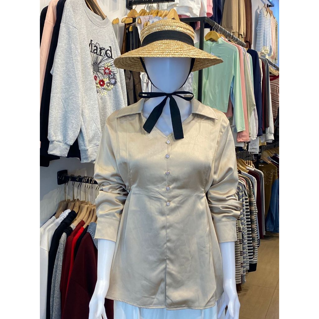 KEENA BLOUSE SATIN ATASAN WANITA LENGAN PANJANG