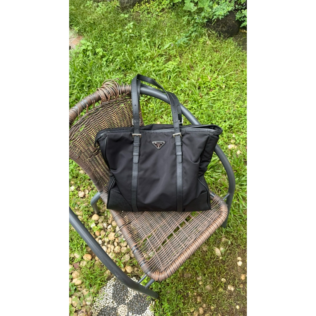 Prada Tessuto Nylon Tote Bag Black Preloved
