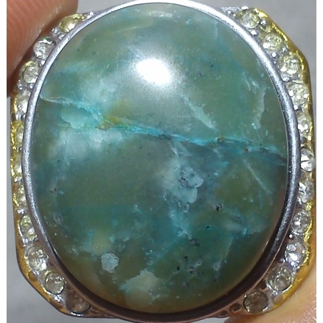 cincin akik pirus turquoise nevada  semi mumbul kehijauan