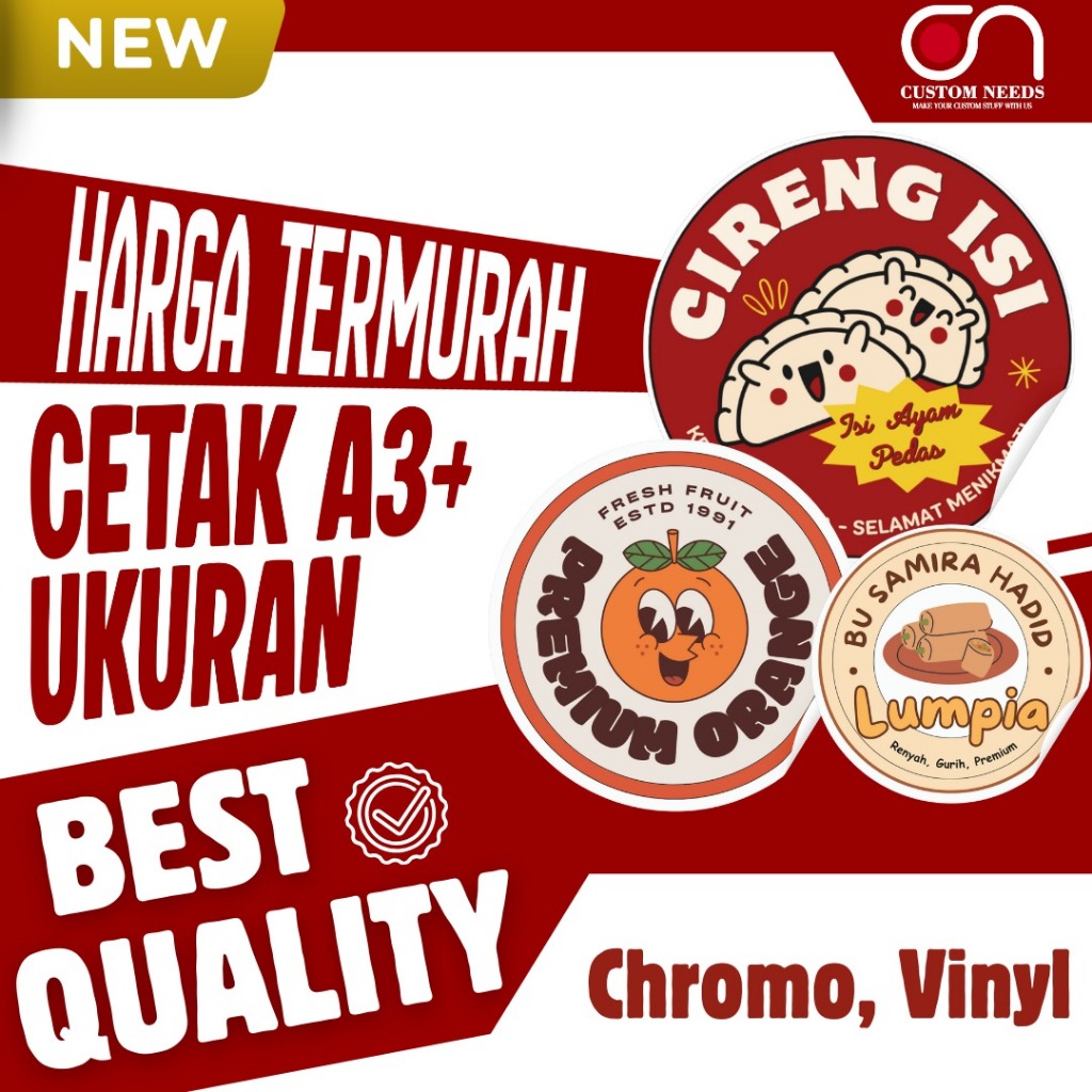 (24 Pcs) Stiker Toples Kue Kering Stiker Bulat 7cm