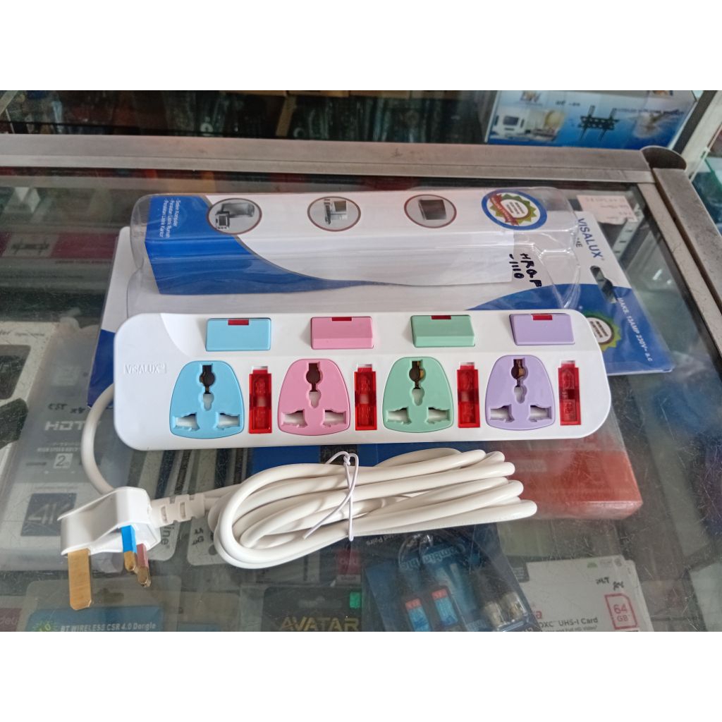 Extension/Colokan Kabel visalux V264E(4way warna warni)(Hanya Khusus Batam)