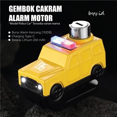 Gembok Cakram Alarm Motor Model Police Car / Kunci Gembok Cakram Alarm Motor