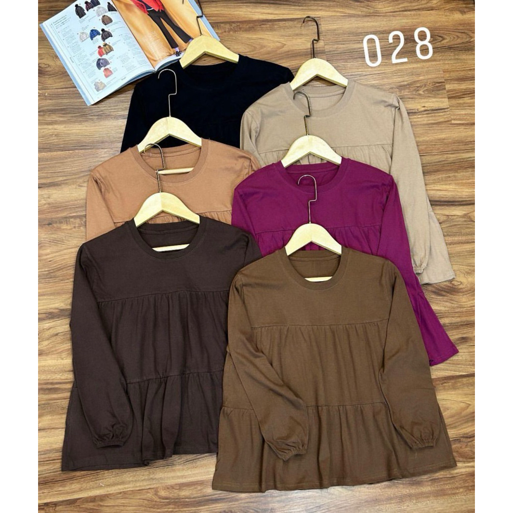 Kaos Blouse Baby Doll  Lengan Panjang Terbaru Wanita