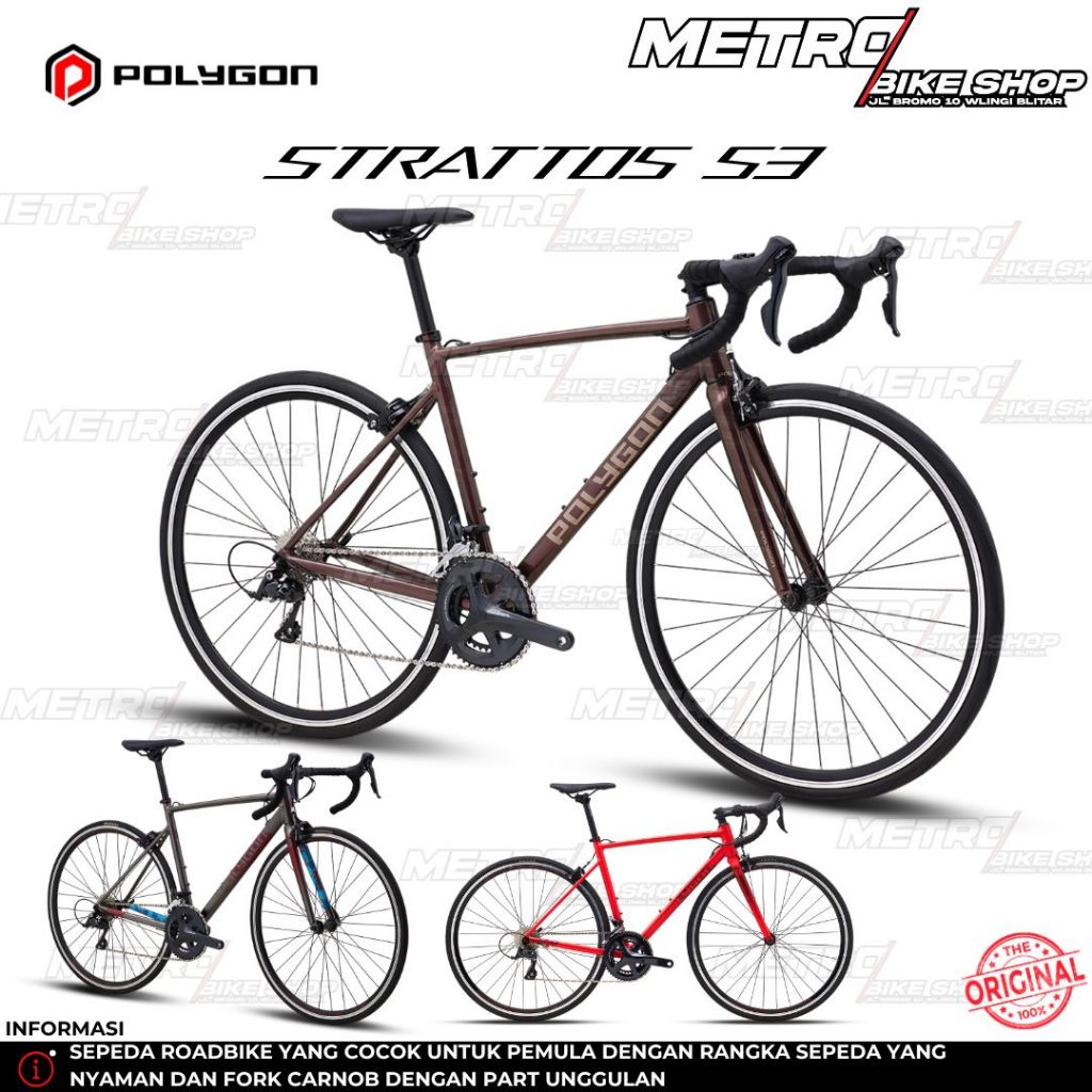 Polygon Strattos S3 Road Bike 700C Carbon Fork Roadbike Sepeda Balap
