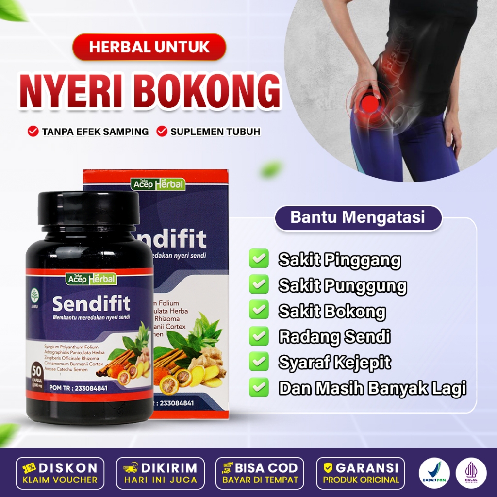 Obat Nyeri Bokong Sakit Bokong Menjalar Ke Paha Lutut Betis Kaki Bokong Panas Ngilu - SendiFit Asli