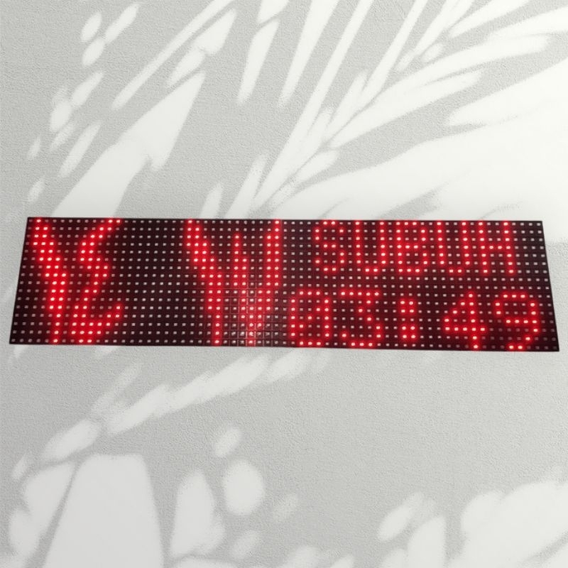 JAM MASJID JADWAL SHOLAT DIGITAL LED RUNNING TEXT / JWS JAM WAKTU SHOLAT (64X16CM)