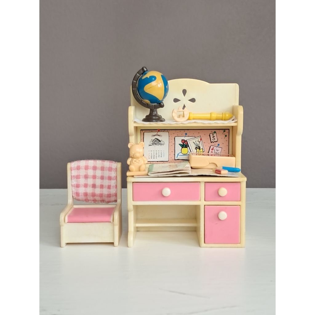 Sylvanian Families - Set Meja Belajar Pink Rare Vintage