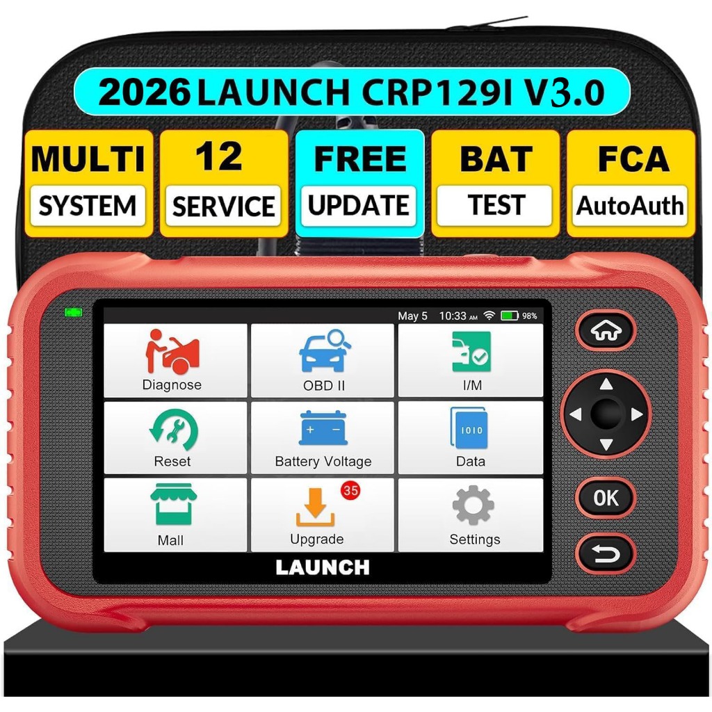 LAUNCH CRP129i V3.0 OBD2 OBDII Scanner Mobil Code Reader, Support ABS SRS Engine Gear Diagnostic, 12