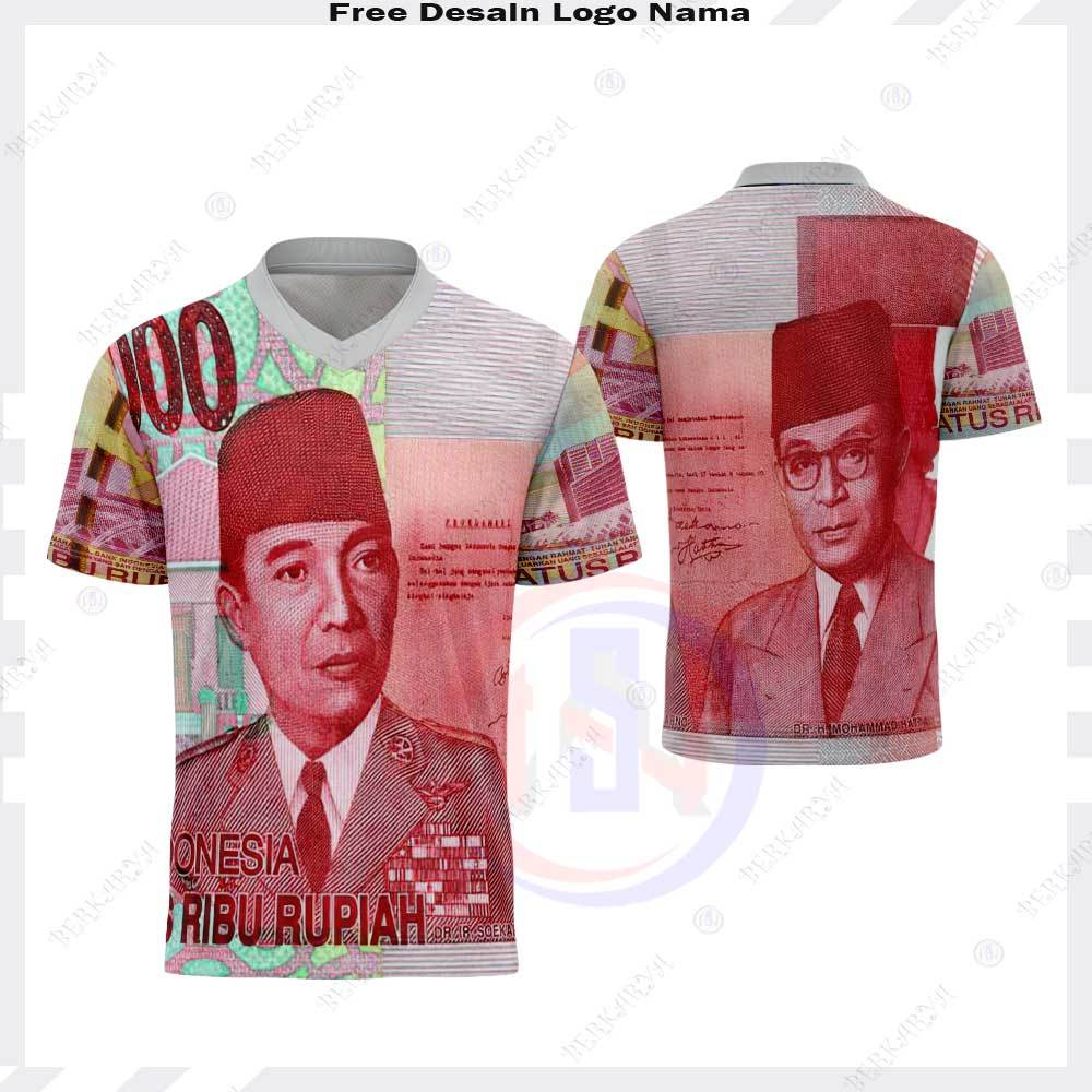 TERBARU Kaos Unik Jersey Uang 100 Ribu / Kaos Uang Fullprint Keren / Baju Uang 100 Ribu