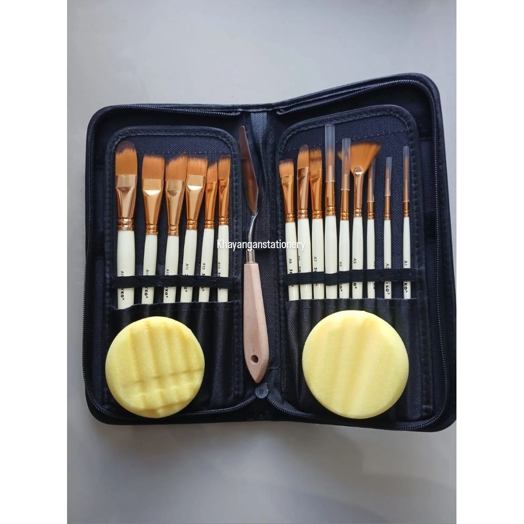 Joyko Art Brush Set kuas lukis BRS-12 SET kuas alat lukis lengkap mixing knife murah berkualitas