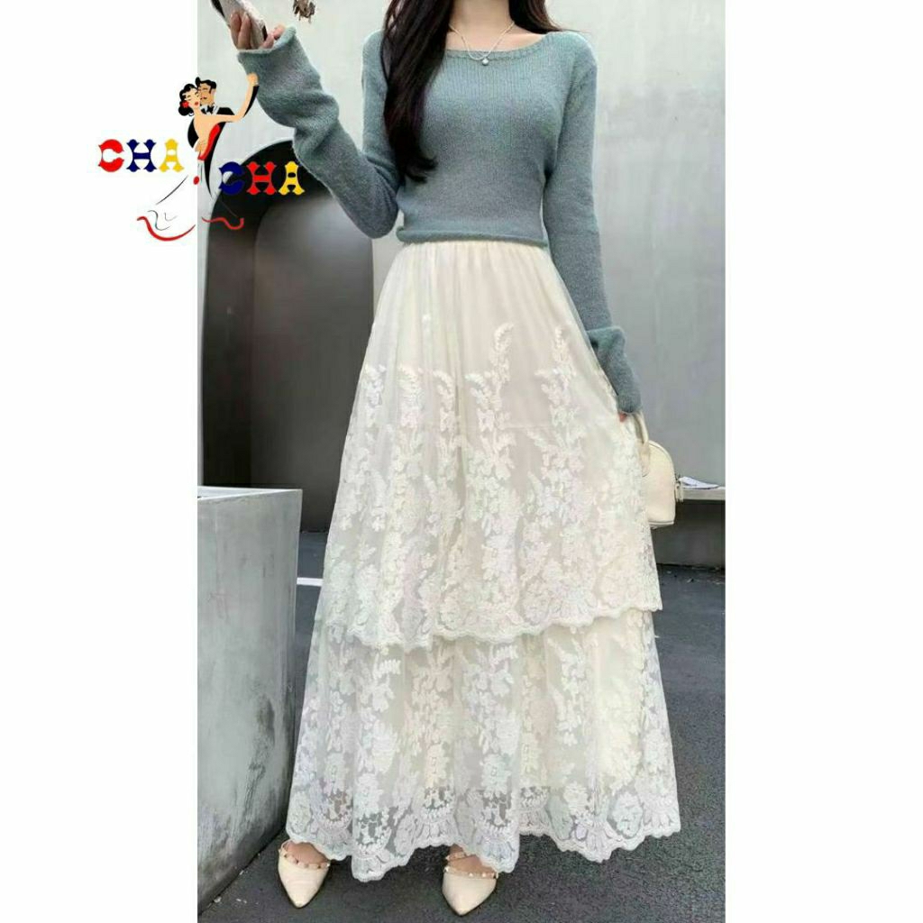 CHASHOP - BAWAHAN ROK BROKAT SUSUN / ROK IMPORT CASUAL WANITA