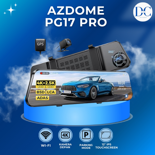 Dashcam Mobil - AZDOME Dashcam Spion PG17 PRO MAX - 4k + 2.5k Kamera Depan dan Belakang - Dashcam Sp