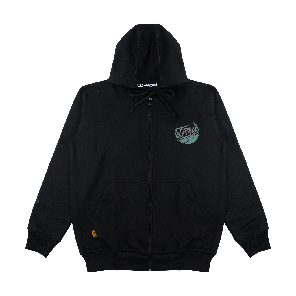 Troy Company Zipper Hoodie Black Wings Flap - Hoodie Hitam Full Zip ZHD 2548
