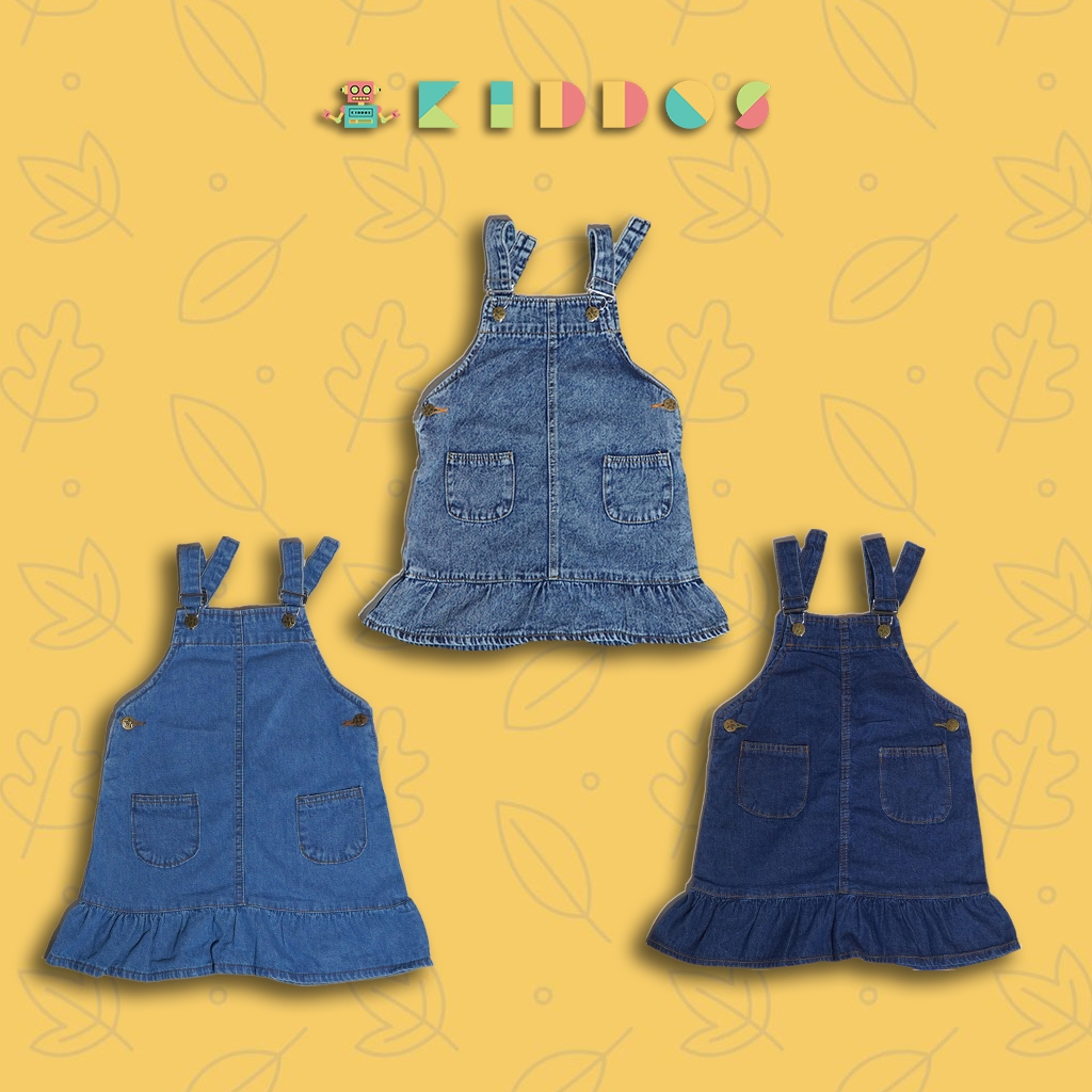 Overall Rok Anak Perempuan Jeans HANA 6 Bulan–4 Tahun Baju Kodok Rok Bayi | KIDDOS