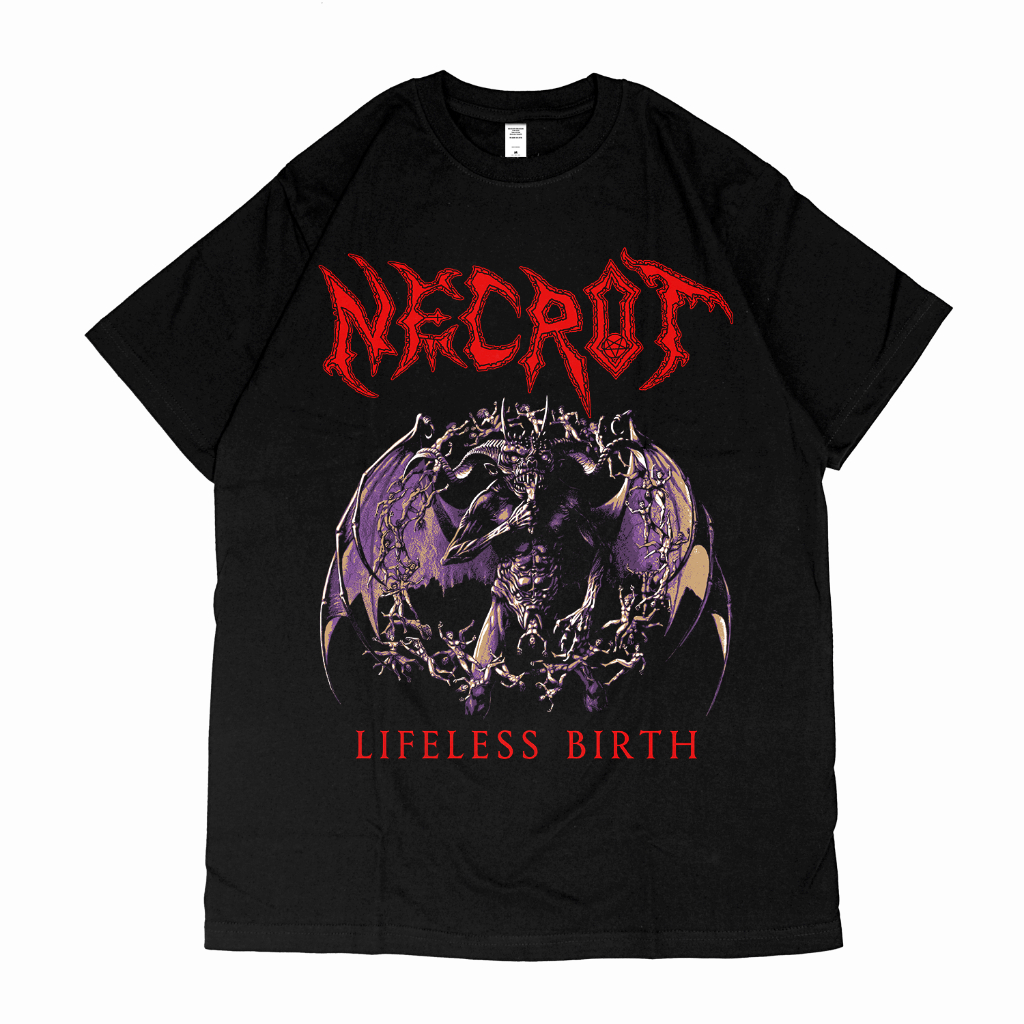 Necrot - Lifeless Birth / Kaos Band / Kaos Hitam / Kaos Pria / Ultra Cotton 20s