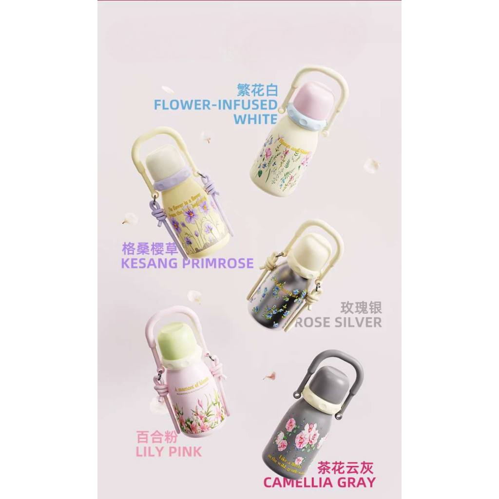 Termos Botol Minum Stainless Steel 2 Cara Minum Motif Bunga, Motif Sayuran & Aneka Tulisan I Termos 