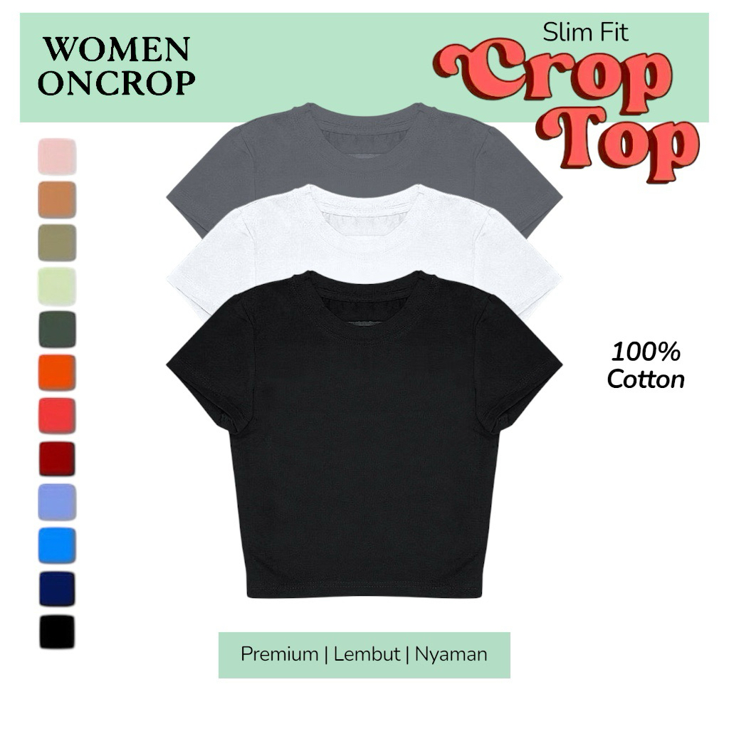 kaos crop wanita korea crop top putih polos kaos crop polos wanita