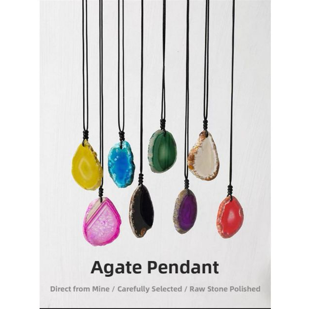 Kalung Liontin Batu Kristal Alami Agate