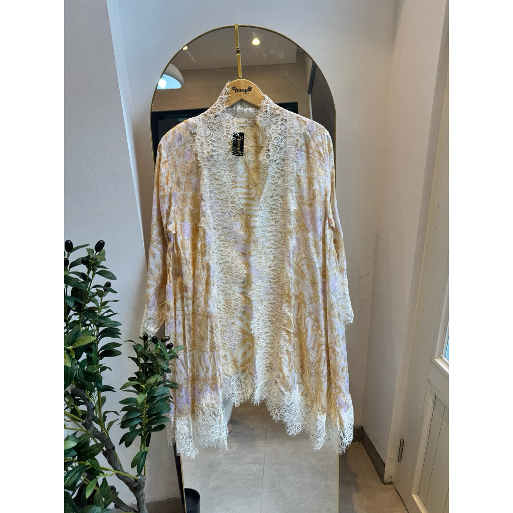 FRASYA BUTIK | Kebaya Outer Lace Batik Viscose Pulauan Pastel SET SABRINA